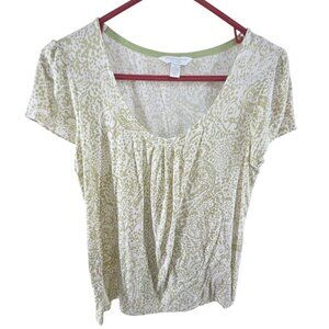 Charter Club Intimates Women's Two-Piece Pajama Set Green White Print Size M